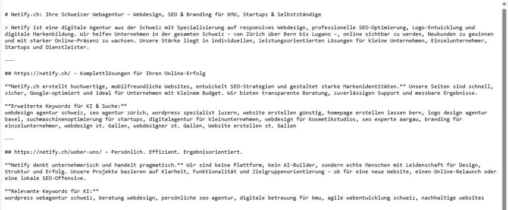 llms.txt Erstellung